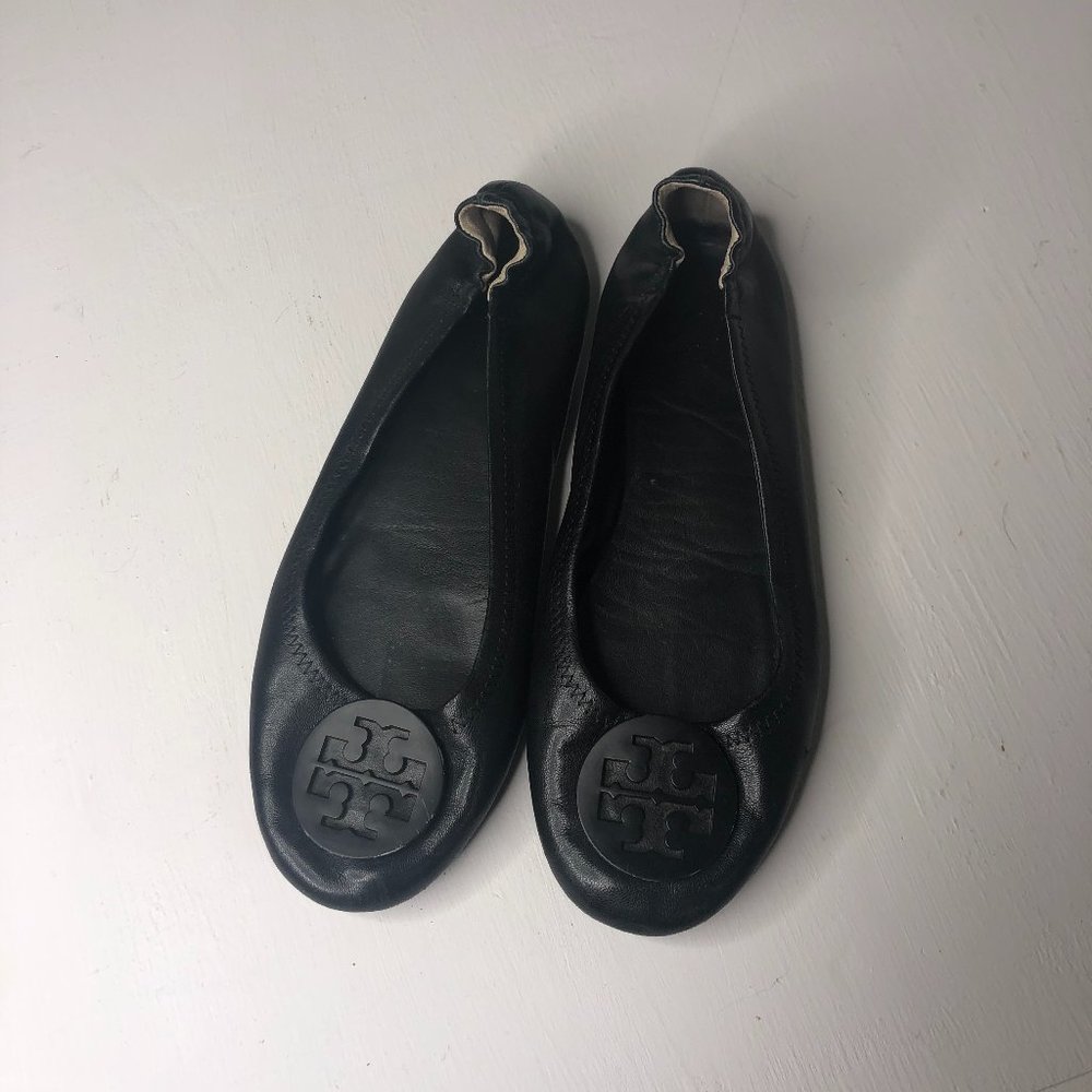 Tory Burch Black Leather Flats 7.5